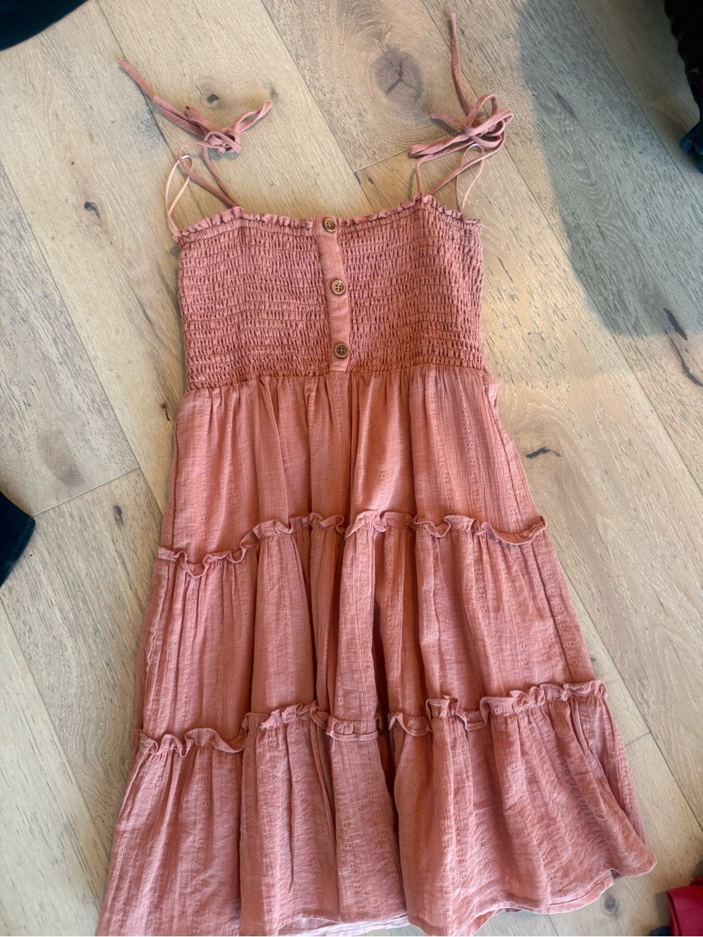 C’isa Tiered SunDress in Dusty Rose - Adjustable Tie Straps